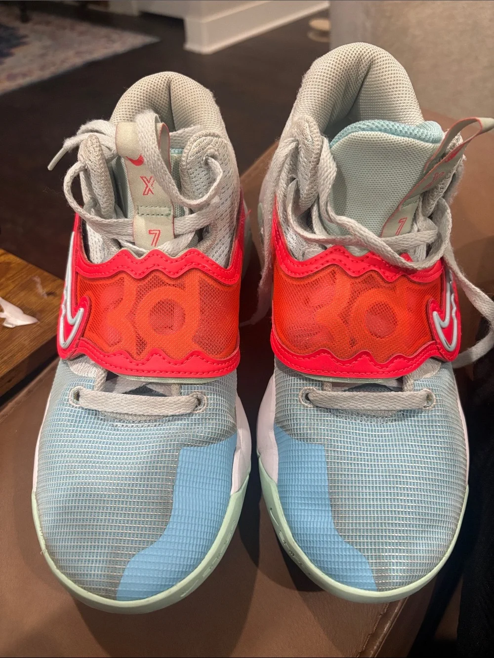 Nike Men’s Light Blue and Coral Slip-On Athletic Sneakers
